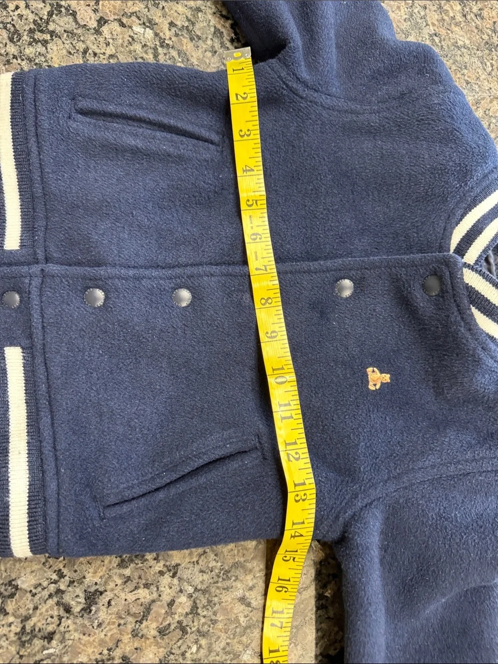 GAP Navy Kids Fleece Bomber Jacket with White Stripe Trim